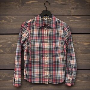 BODEN 100% COTTON PLAID BUTTON FRONT TOP